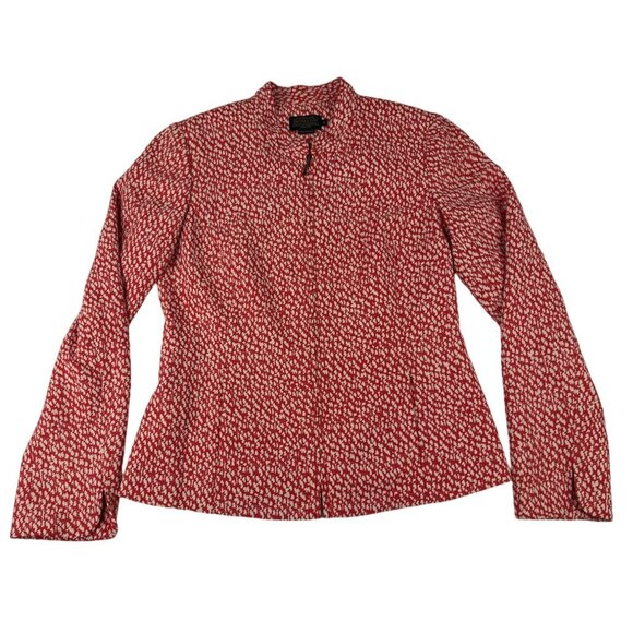 Pendleton Women's Zip Up Jacket Blazer 6 Red White 100% Polyester Office Work - Picture 1 of 9